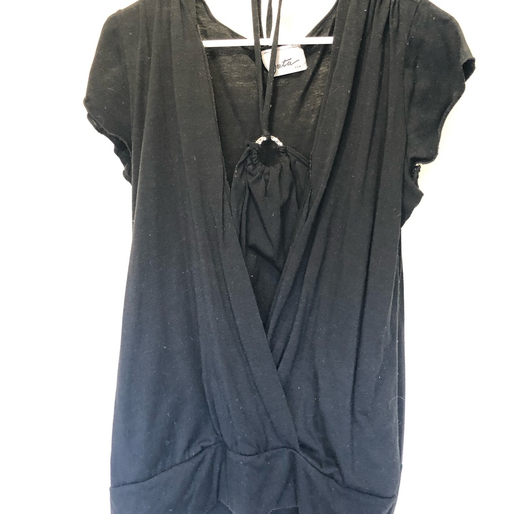 Black blouse with rhinestone jewel